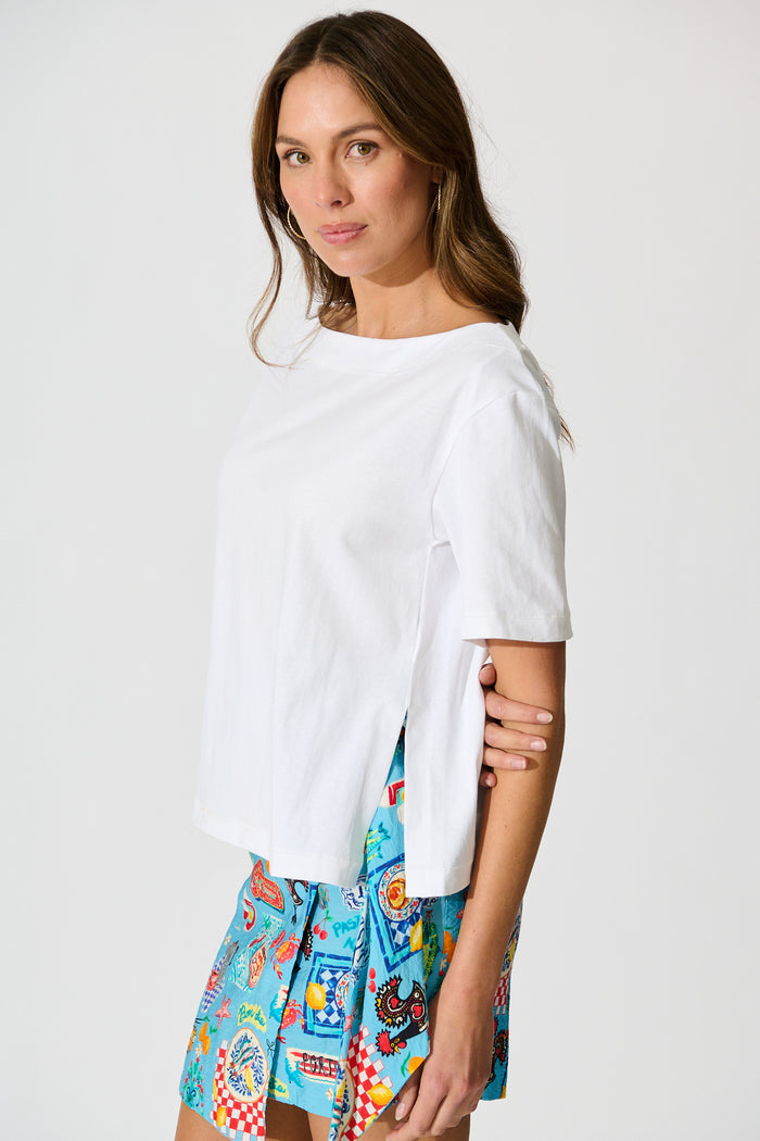 Aveda Off Shoulder T shirt in White side