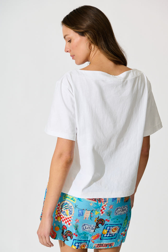 Aveda Off Shoulder T shirt in White back