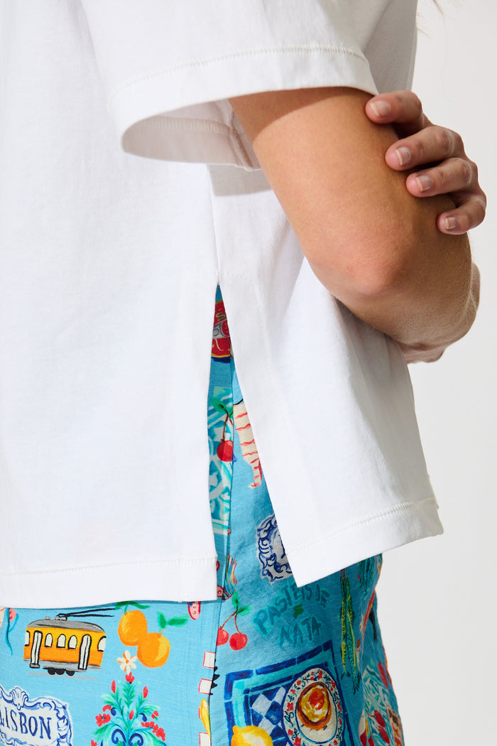 Aveda Off Shoulder T shirt in White detail