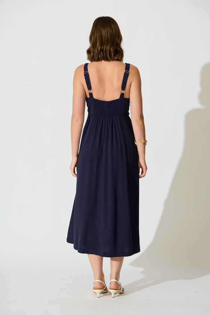 Jordie Midi Dress in Navy back