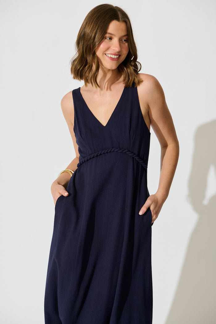 Jordie Midi Dress in Navy front
