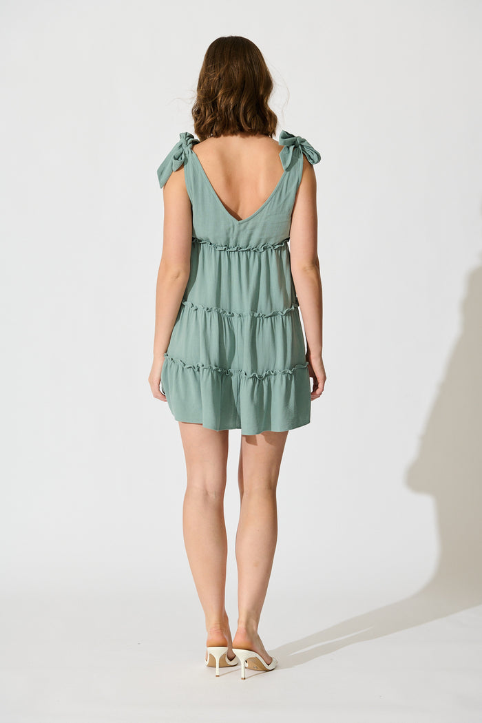 Sofiya Dress in Sage Linen Blend back