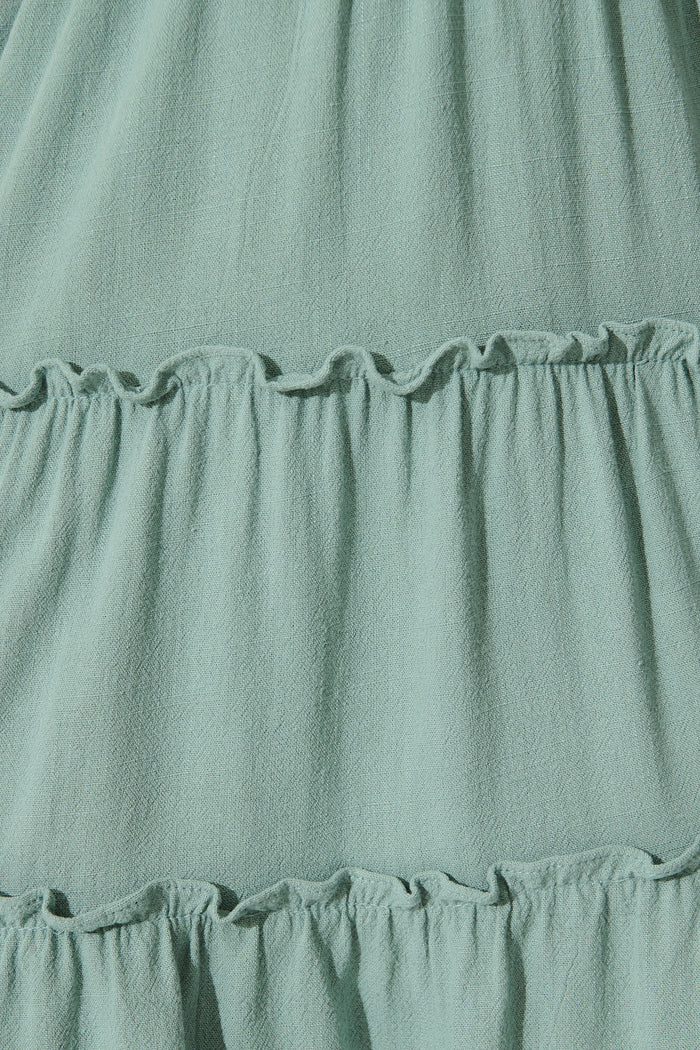 Sofiya Dress in Sage Linen Blend fabric