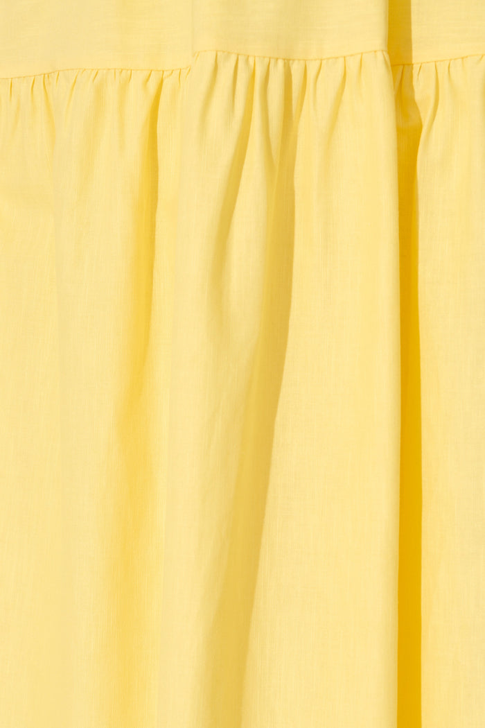 Caribbean Midi Dress In Butter Yellow Cotton Linen fabric