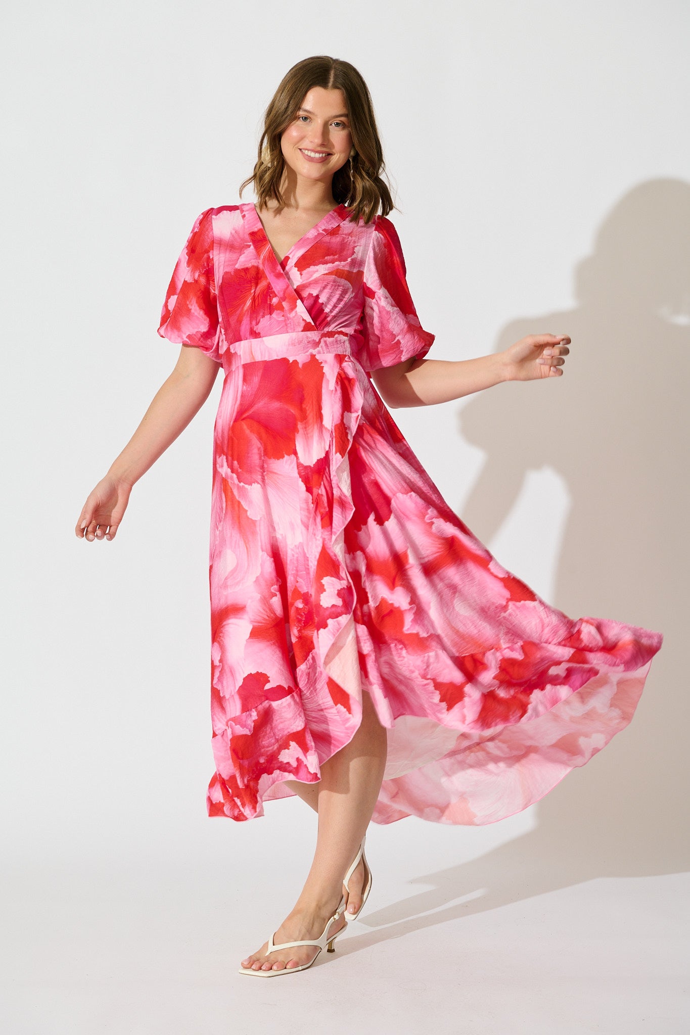 Lois Maxi Dress in Pink Watercolour Floral full length
