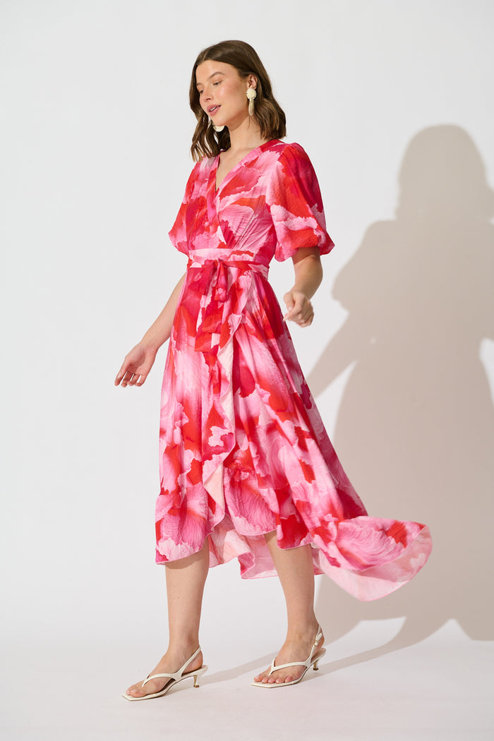 Lois Maxi Dress in Pink Watercolour Floral side