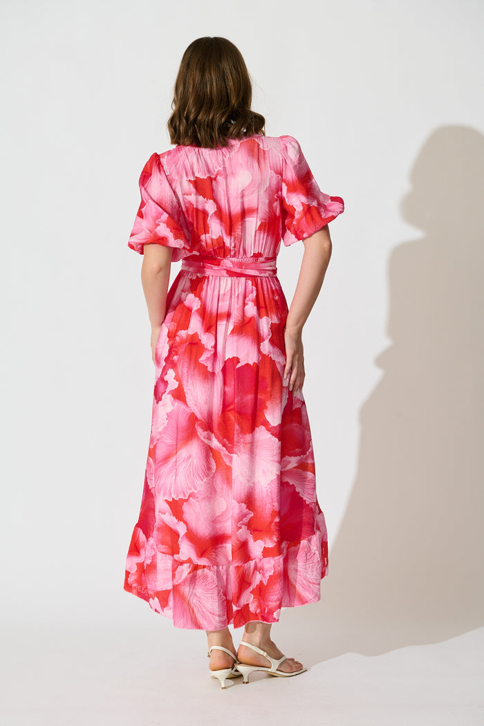 Lois Maxi Dress in Pink Watercolour Floral back