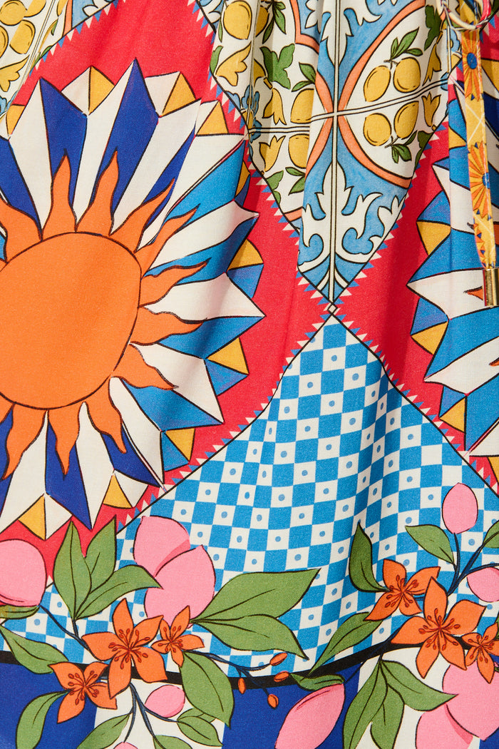 Garden Of Tiles Shirt Dress – Multi Tile Print