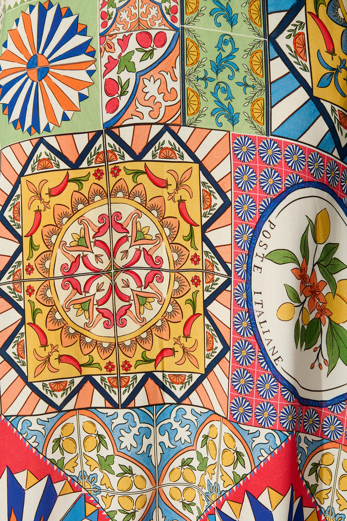 Mosaic Bloom Maxi Sundress in Multi Tile Print fabric