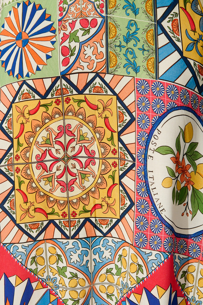 Mosaic Bloom Maxi Sundress in Multi Tile Print fabric