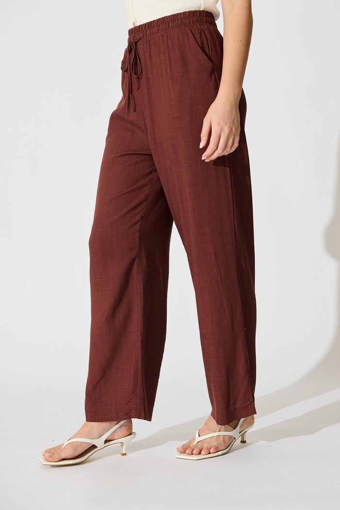 Natural Form Pant in Chocolate Cotton Linen side
