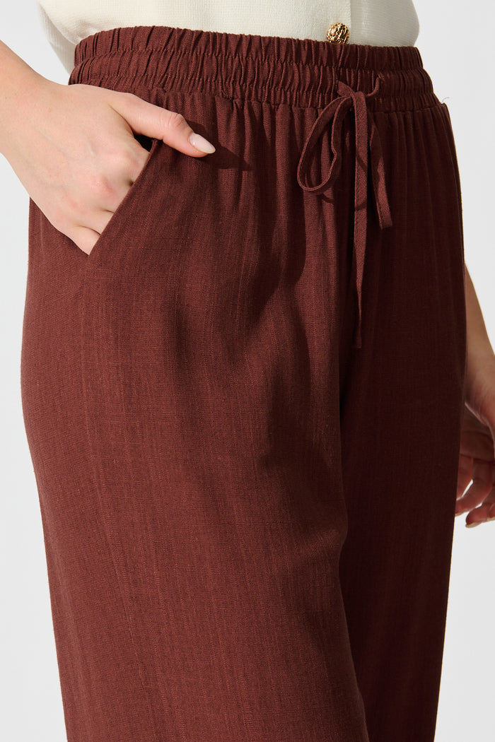 Natural Form Pant in Chocolate Cotton Linen detail