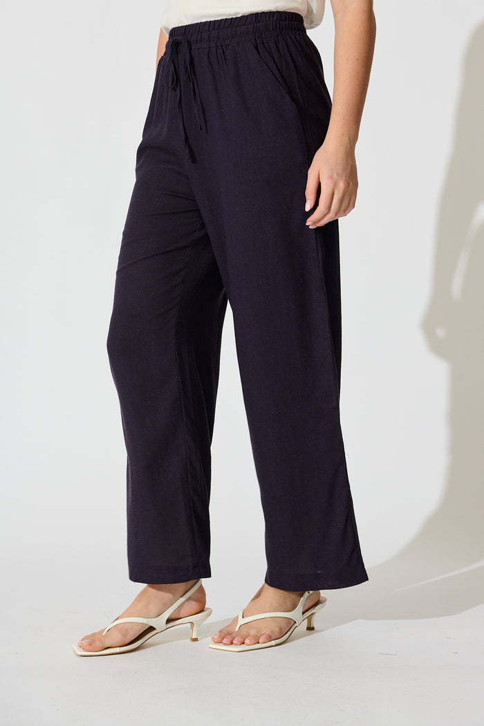 Natural Form Pant in Navy Cotton Linen side