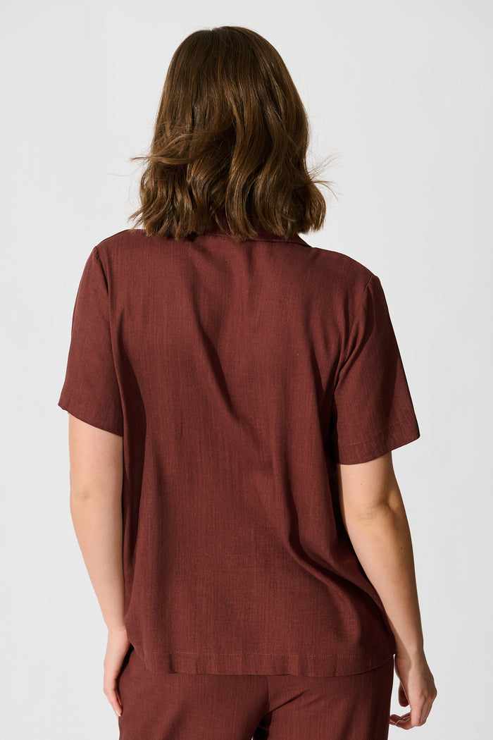 Soft Structure Top In Chocolate Linen back