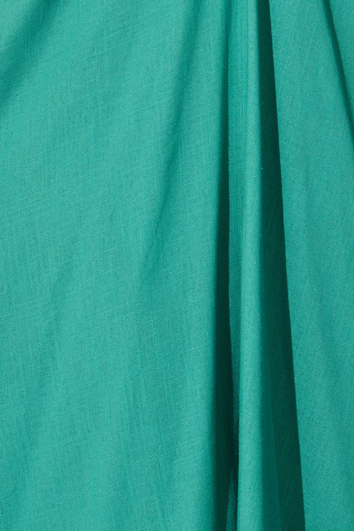Seraphina Bloom Midi Dress in Jade Linen Blend fabric