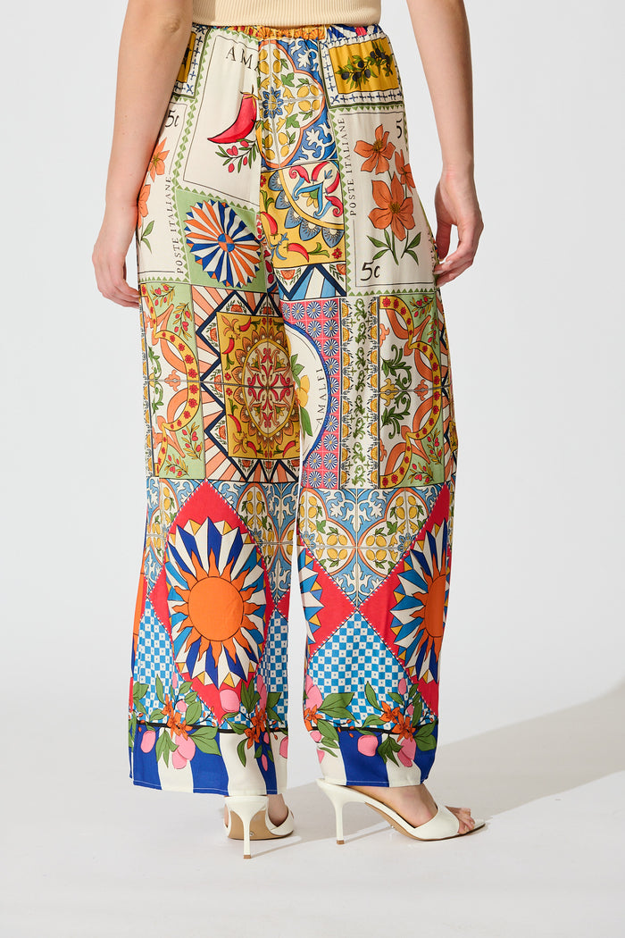 Moroccan Sunset Pant in Multi Tile Print back