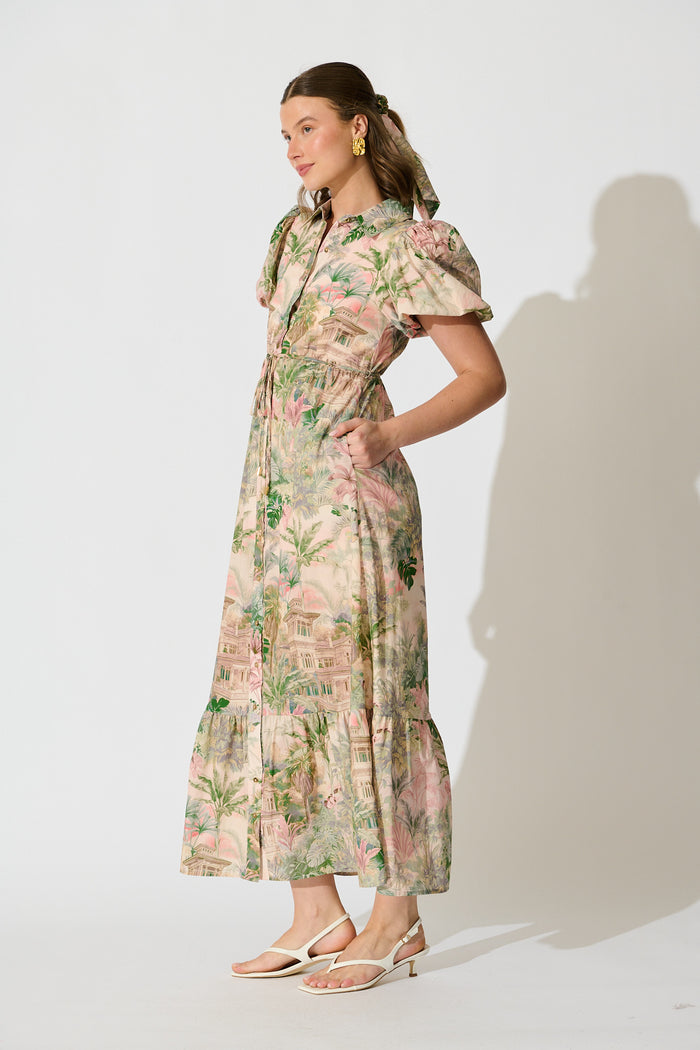 Palm Serenade Maxi Dress in Multi Palm Tree Print side