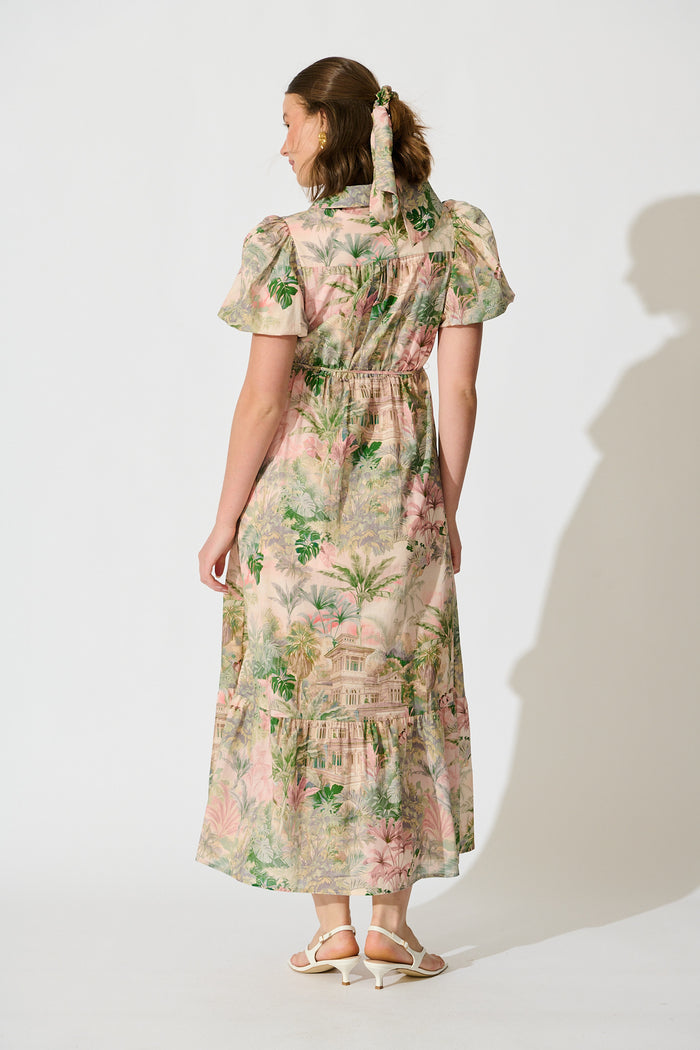 Palm Serenade Maxi Dress in Multi Palm Tree Print back