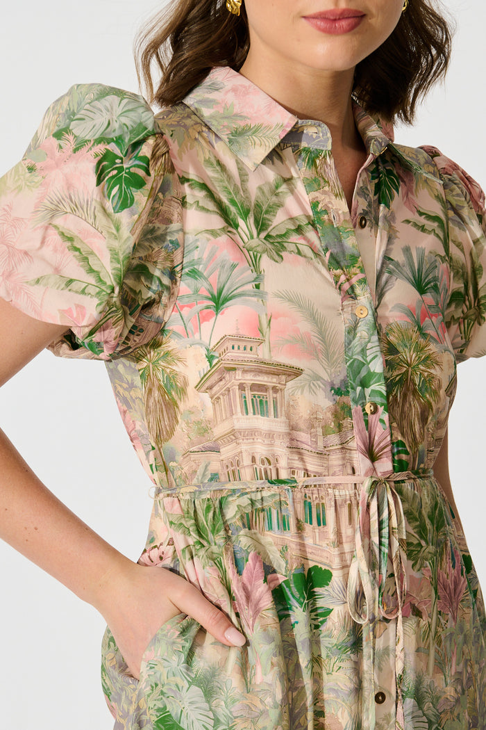 Palm Serenade Maxi Dress in Multi Palm Tree Print detail
