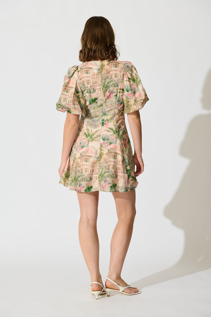 The Eden Palm Dress in Multi Palm Tree Print back