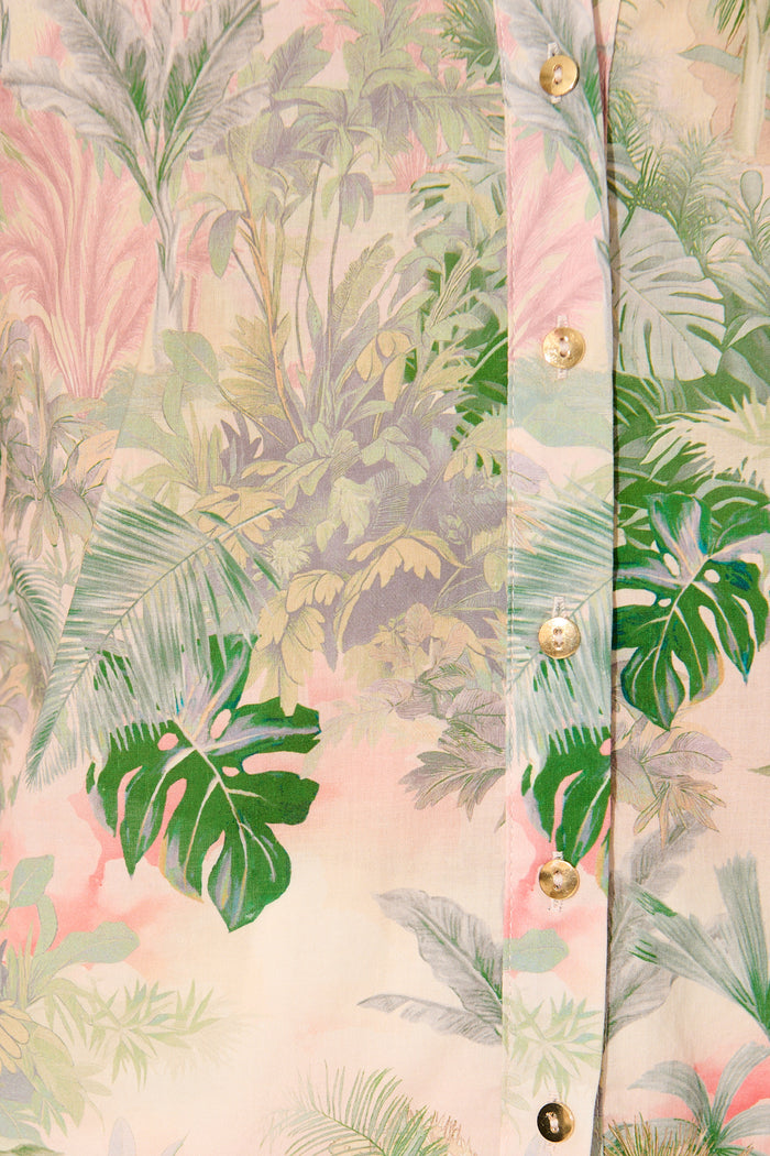 Tropique Whisper Top in Multi Palm Tree Print fabric