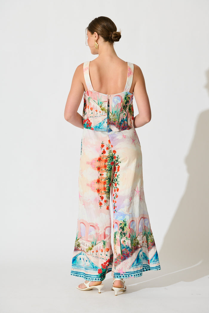 Sandcastle Jumpsuit in Red Rose Conversational Print back
