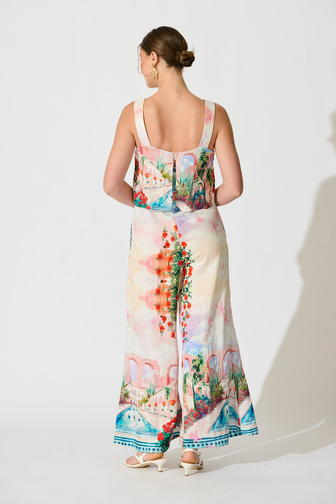 Sandcastle Jumpsuit in Red Rose Conversational Print back