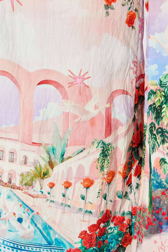 Sandcastle Jumpsuit in Red Rose Conversational Print fabric