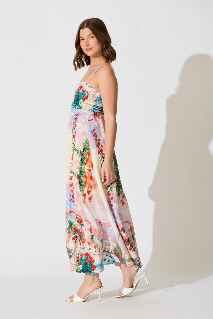 Willa Maxi Sundress in Red Rose Conversational Print side