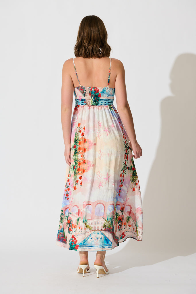 Willa Maxi Sundress in Red Rose Conversational Print back