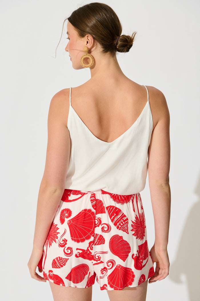 Vayda Short in Off White with Red Shell Print back