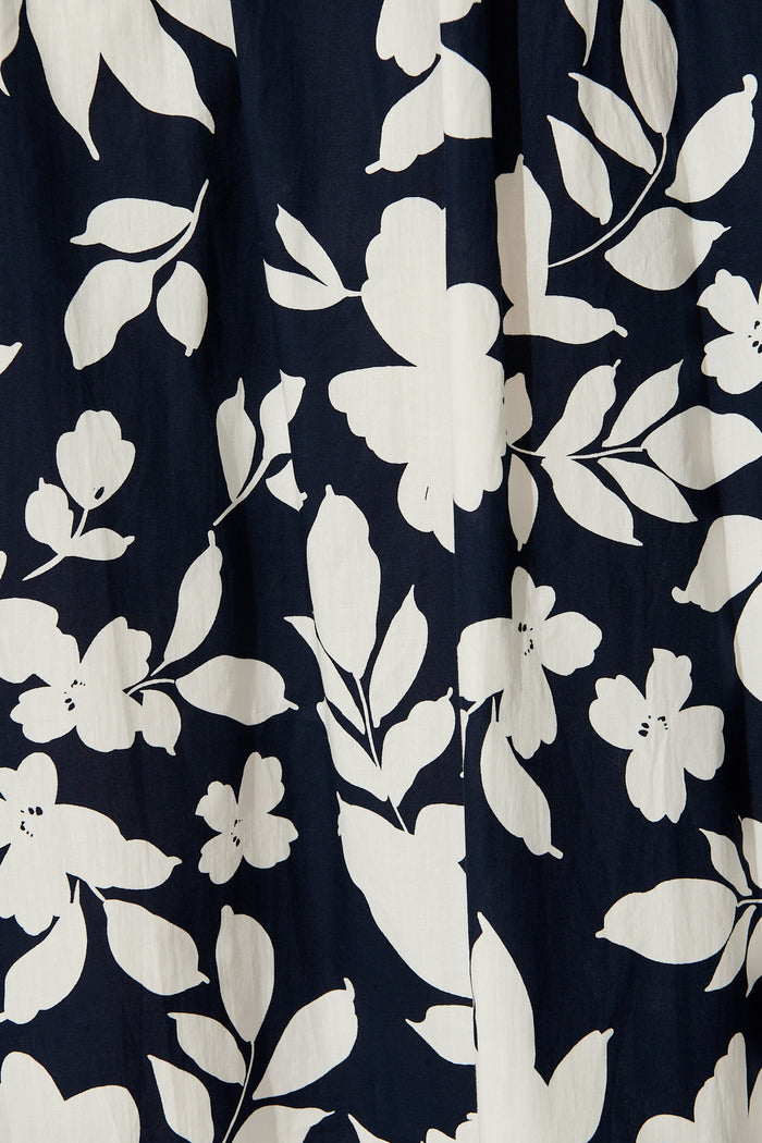Tyra Maxi Skirt in Navy Floral Cotton Poplin fabric