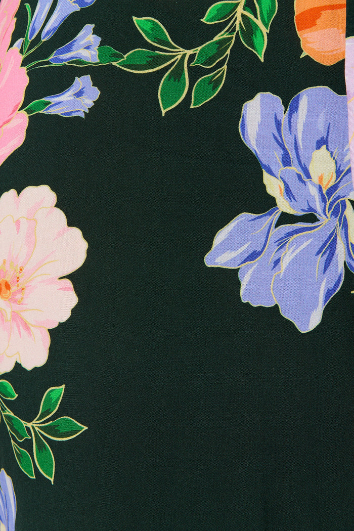 Isla Botanica Midi Shirt Dress in Green with Multi Floral fabric