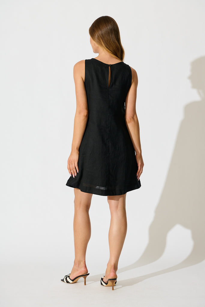 PRE ORDER Island Dreamer Dress in Black Linen back