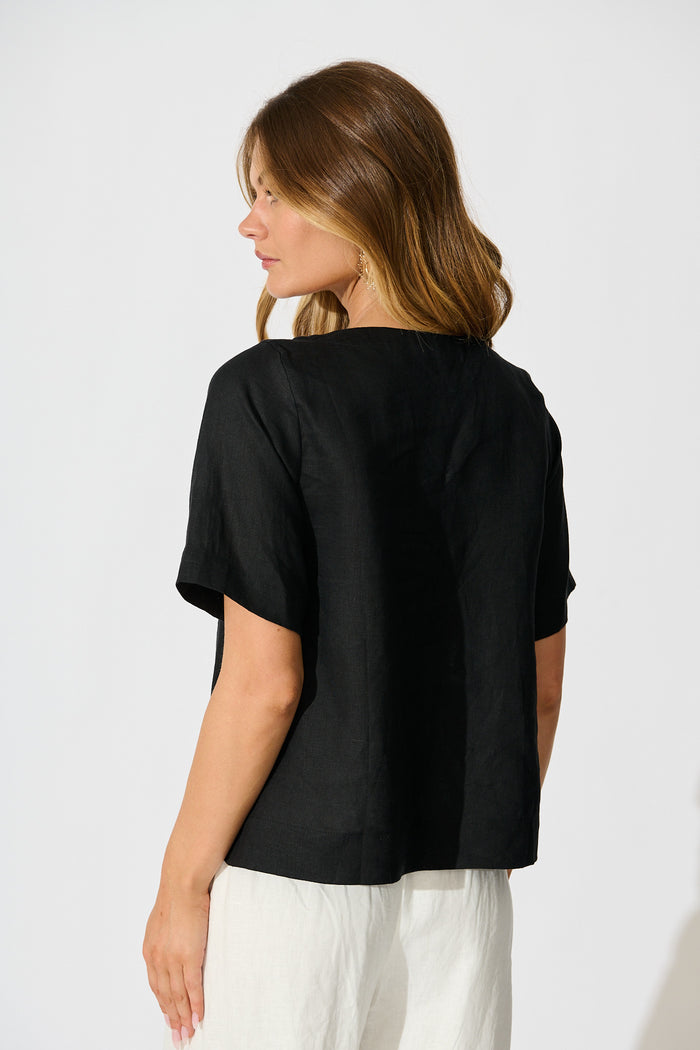 Island Soul Top in Black Linen back