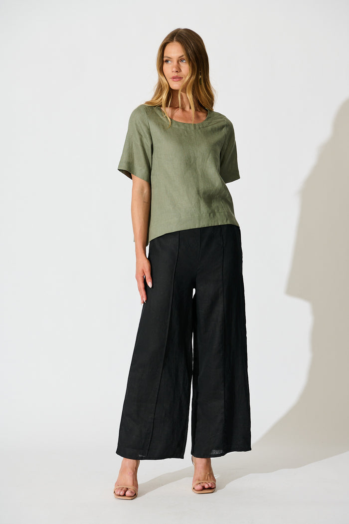 Island Soul Top in Khaki Linen full length