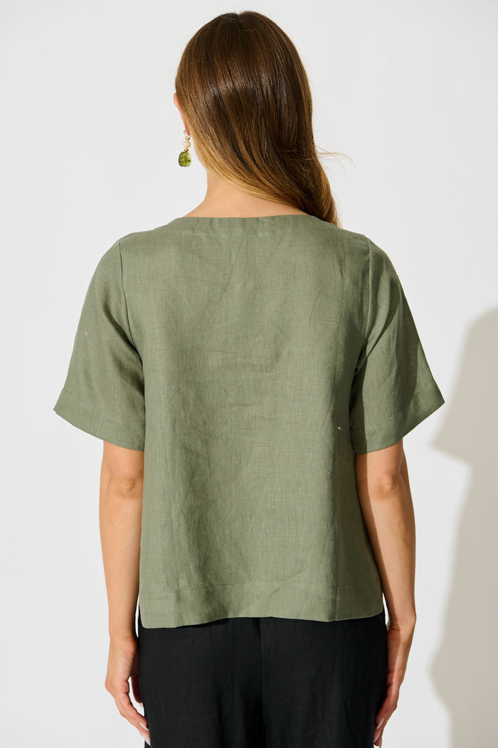 Island Soul Top in Khaki Linen back