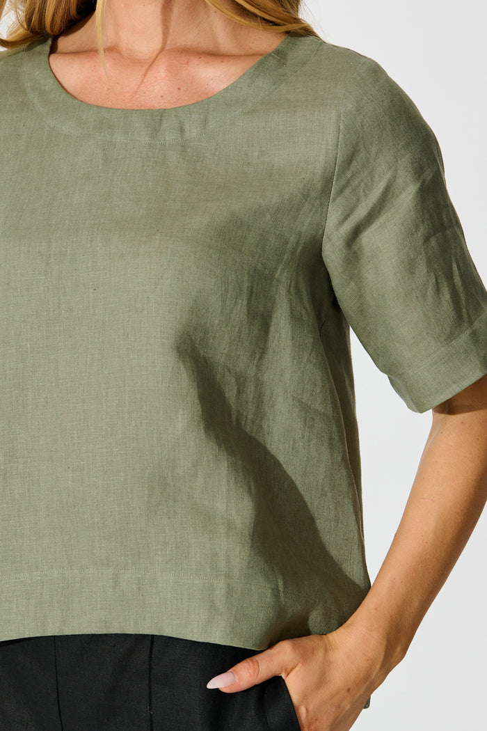 Island Soul Top in Khaki Linen detail