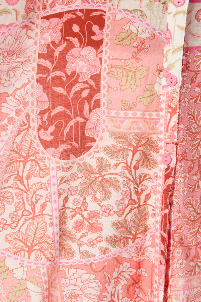 Calantha Shirt in Pink Patchwork Floral fabric