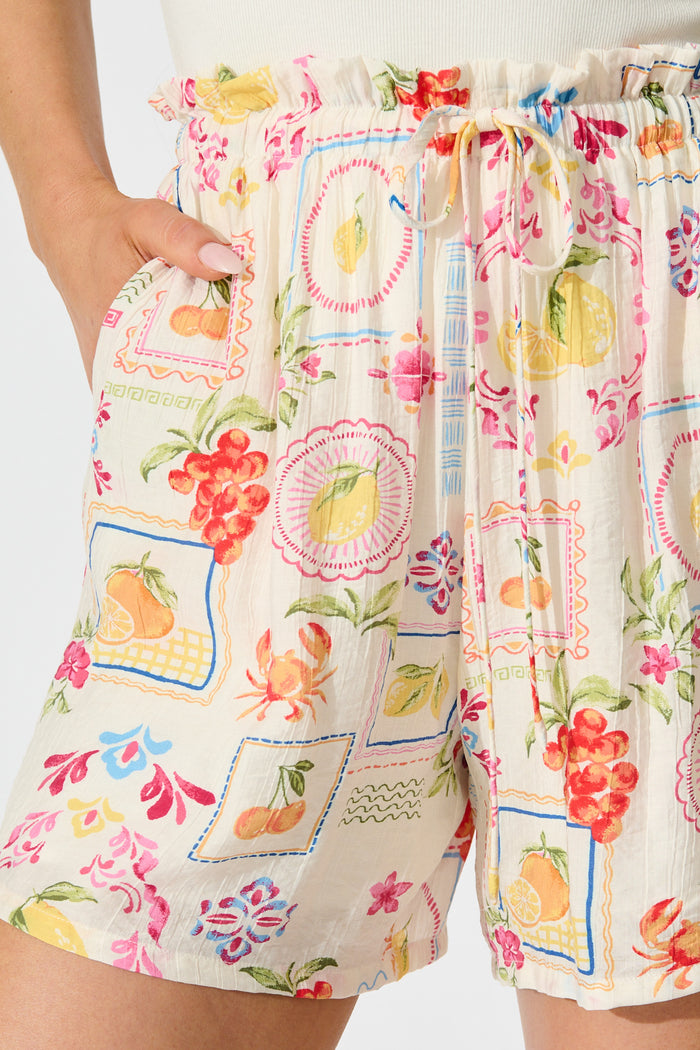 Adelphia Short in Cream Multi Postcard Print detail