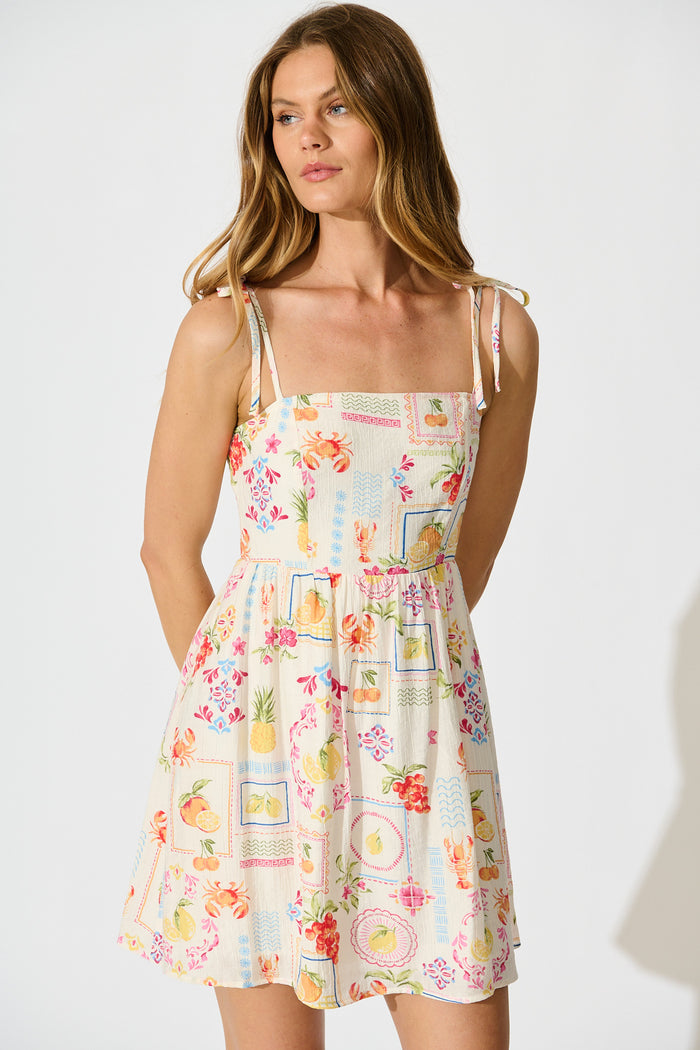 Kianna Sundress in Multi Floral with Lemon Print front