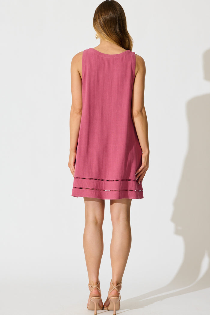 Avni Dress in Deep Rose Linen Blend back