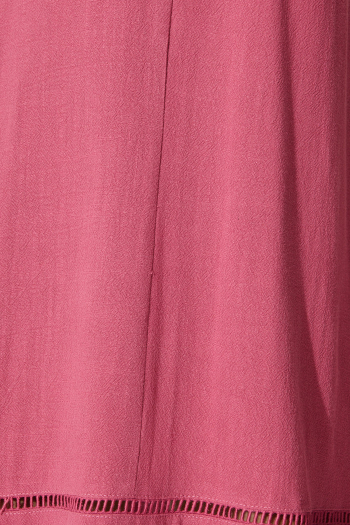 Avni Dress in Deep Rose Linen Blend fabric