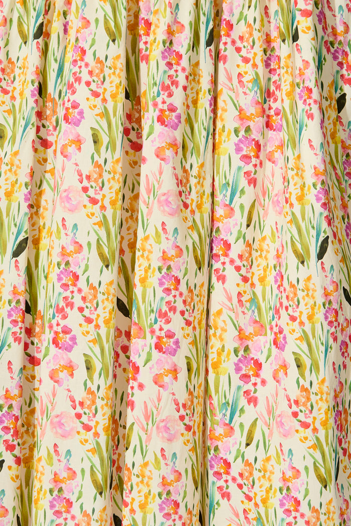 Timara Midi Skirt in Multi Floral Cotton Blend fabric