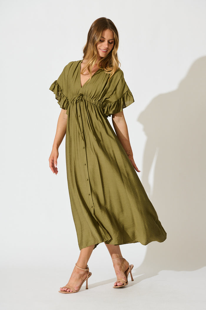 Rue Maxi Dress In Khaki side