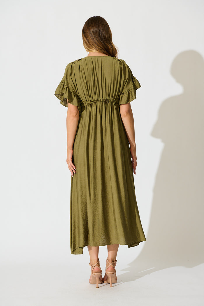 Rue Maxi Dress In Khaki back