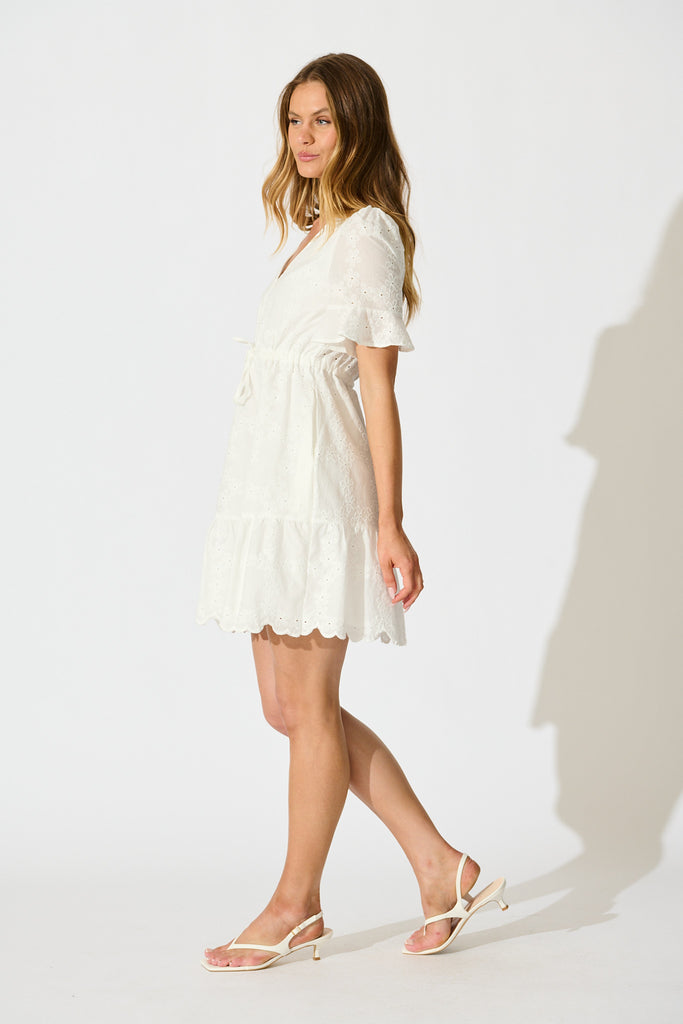 Rio Dress in White Embroidery Cotton side