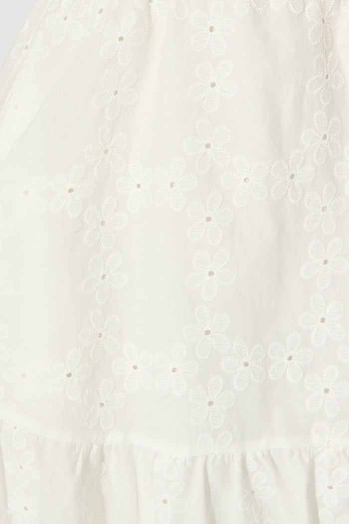 Rio Dress in White Embroidery Cotton fabric