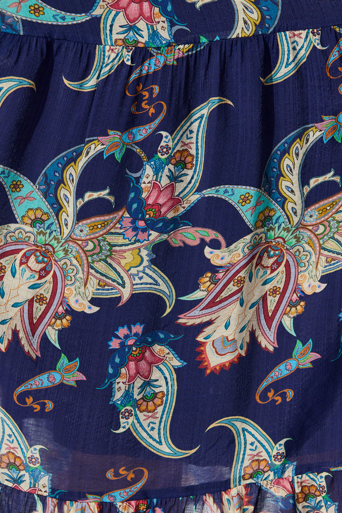 Maverick Midi Dress in Navy Multi Print fabric