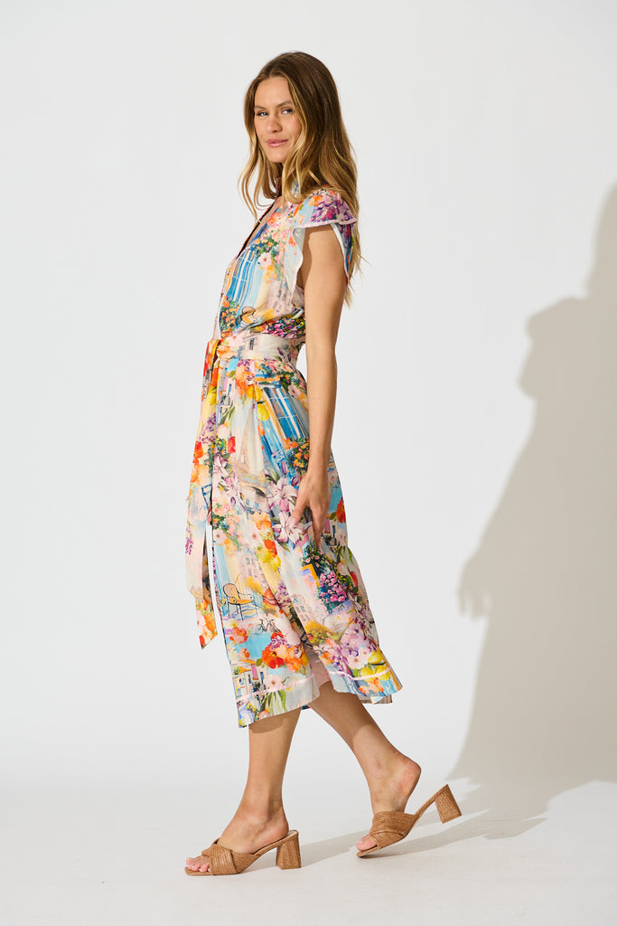 Milliana Midi Dress in Mediterranean Floral Print side